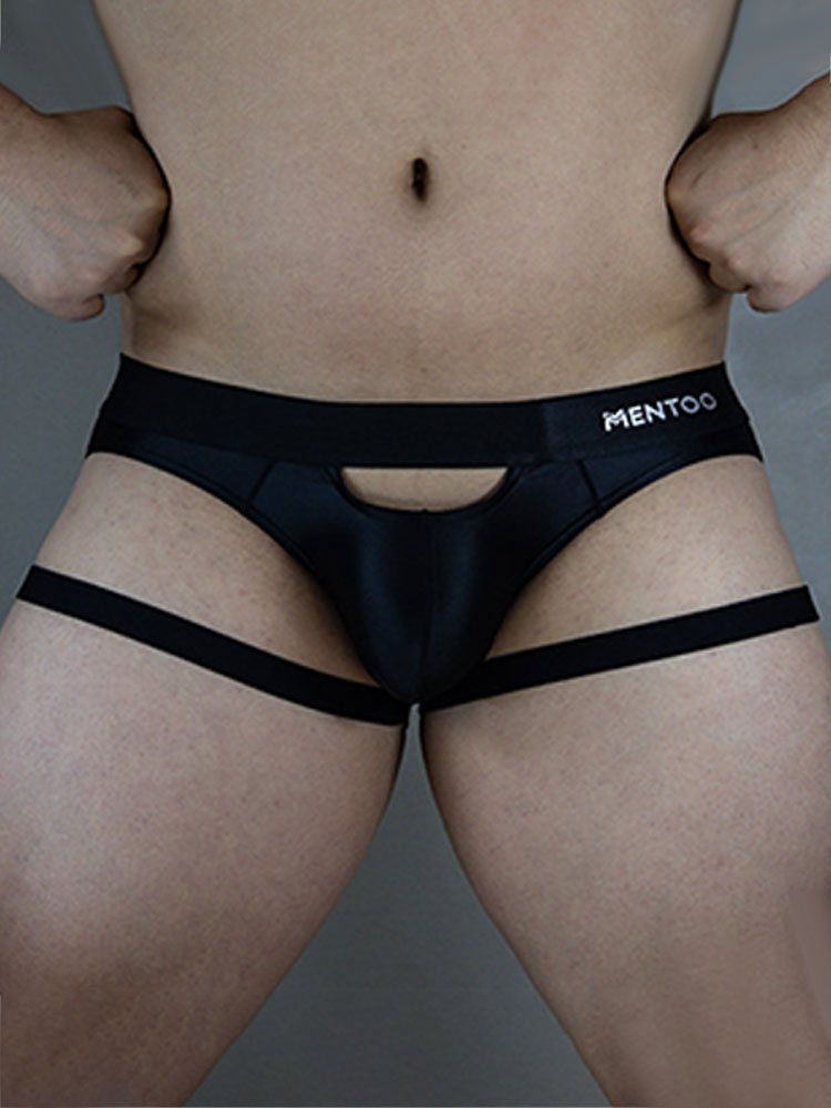 Men's Sexy Satin Cut-Out Leg Straps Briefs