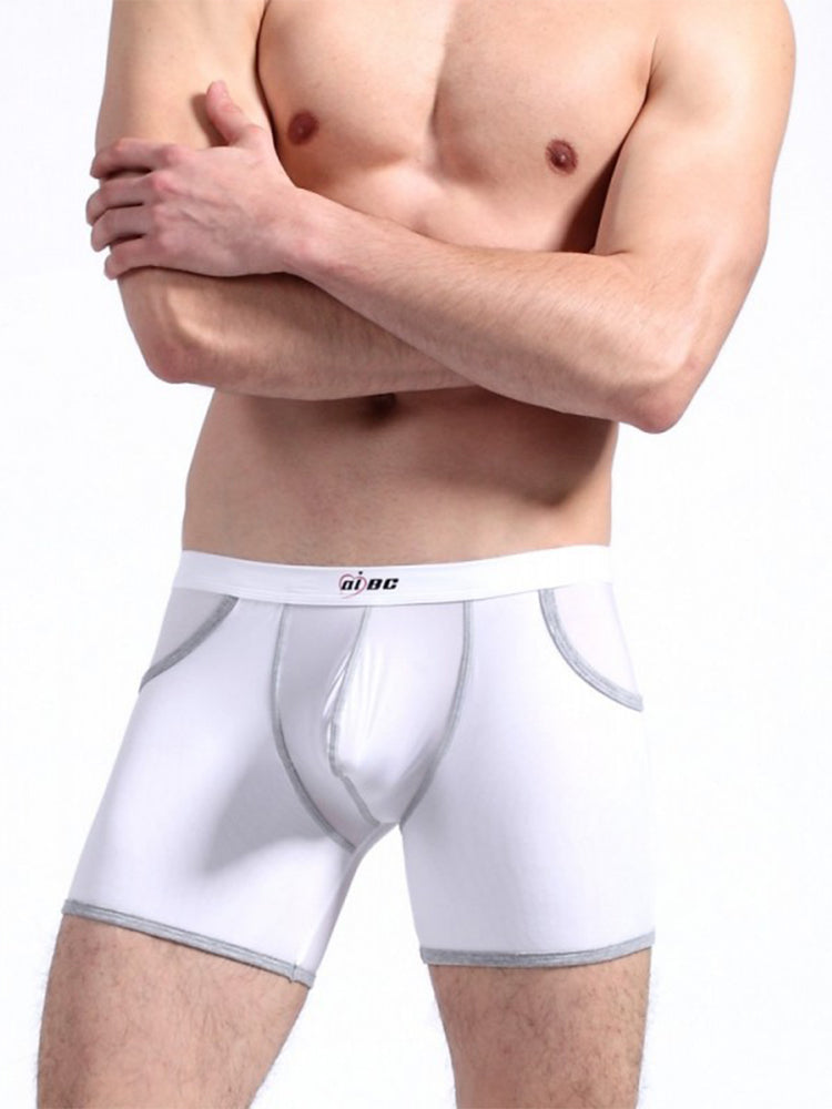 3 Pack Men's Long Leg Boxer Briefs Made of Ultra-Thin Ice Silk with Anti-Wear Elastic