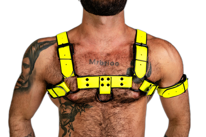 ruff GEAR Bold Leather Bulldog Harness Neon Yellow