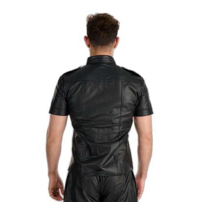 Prowler RED Leather Punch Hole Police Shirt Black