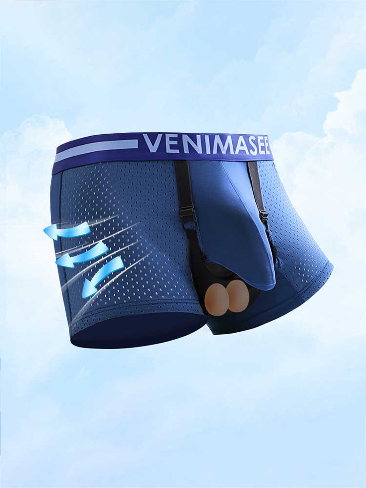 Men's Adjustable Scrotal Support Mesh Boxer Briefs