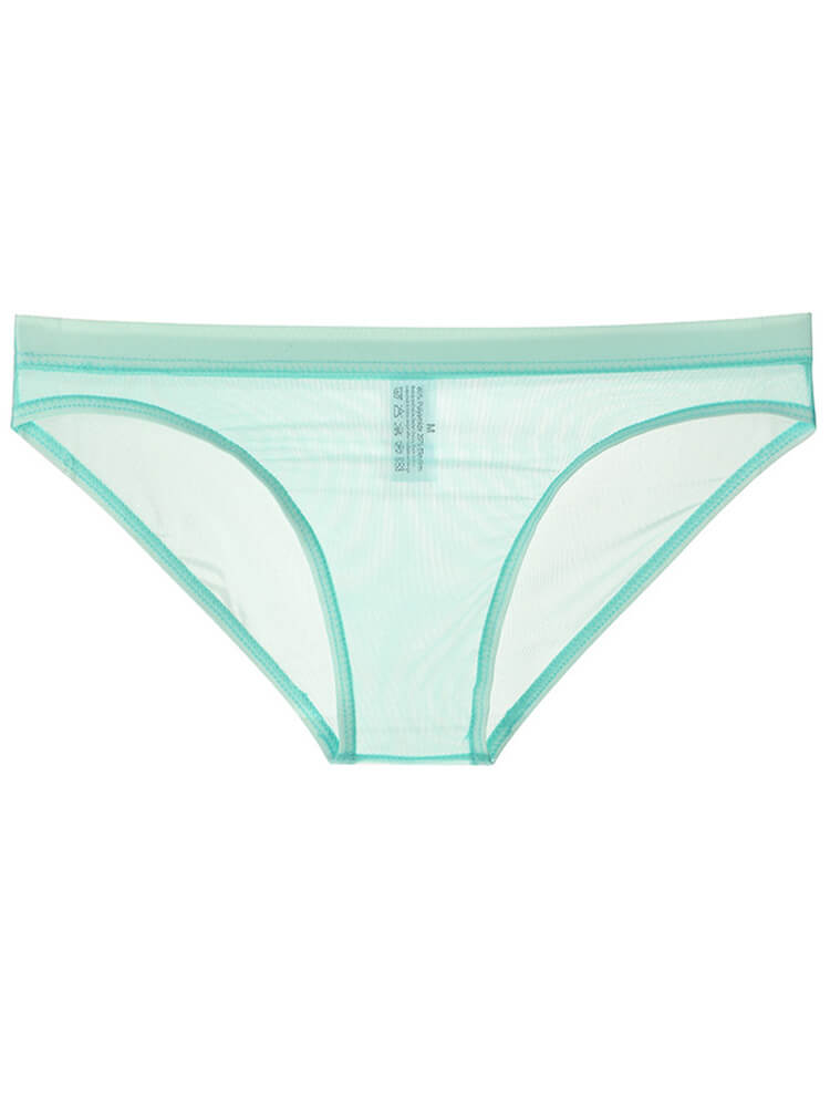 Men's Sexy Sheer Mesh Solid-Color Briefs