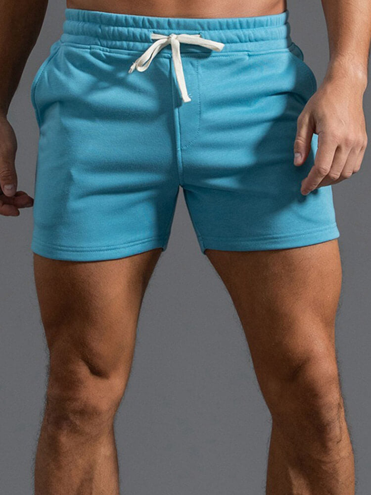 Men's Casual Solid Cotton Gym Shorts