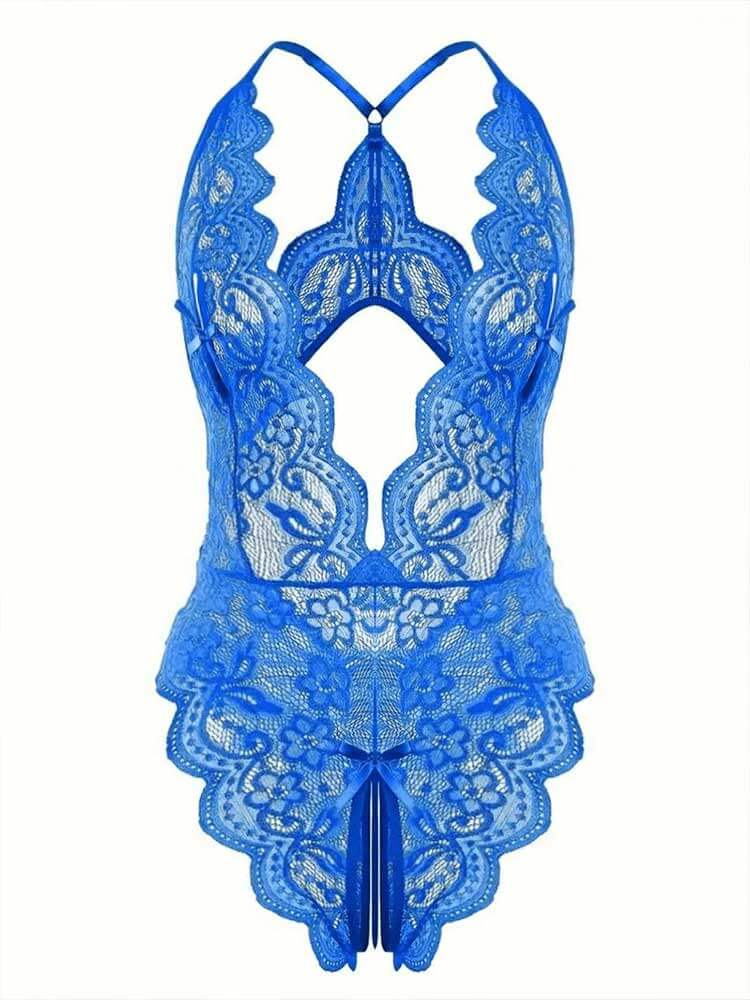 Men's Sexy See-Through Lace Open-Crotch Bodysuit