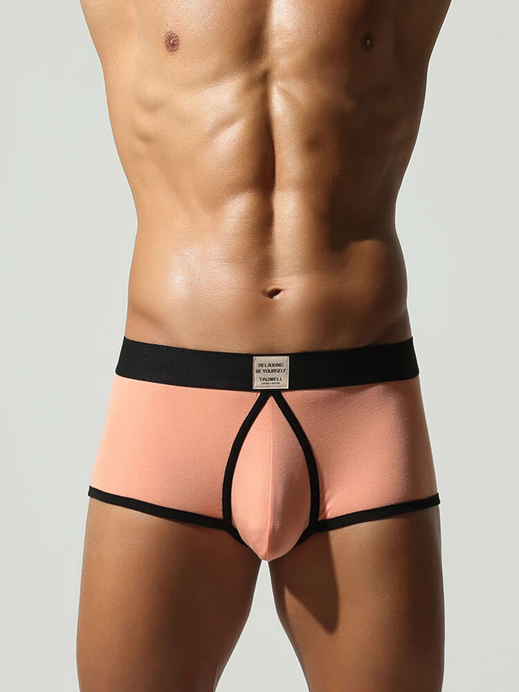 Men's Soft Breathable Color-Block Cotton Boxer Briefs