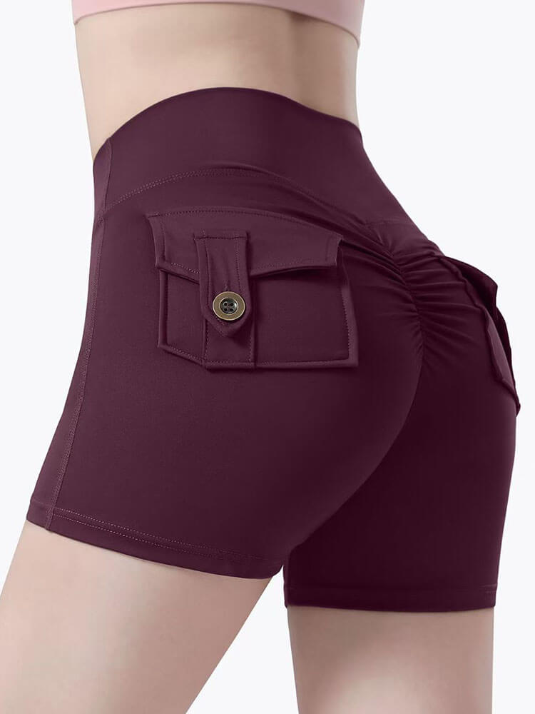 Solid Color High Waist Fitness Slim Yoga Shorts