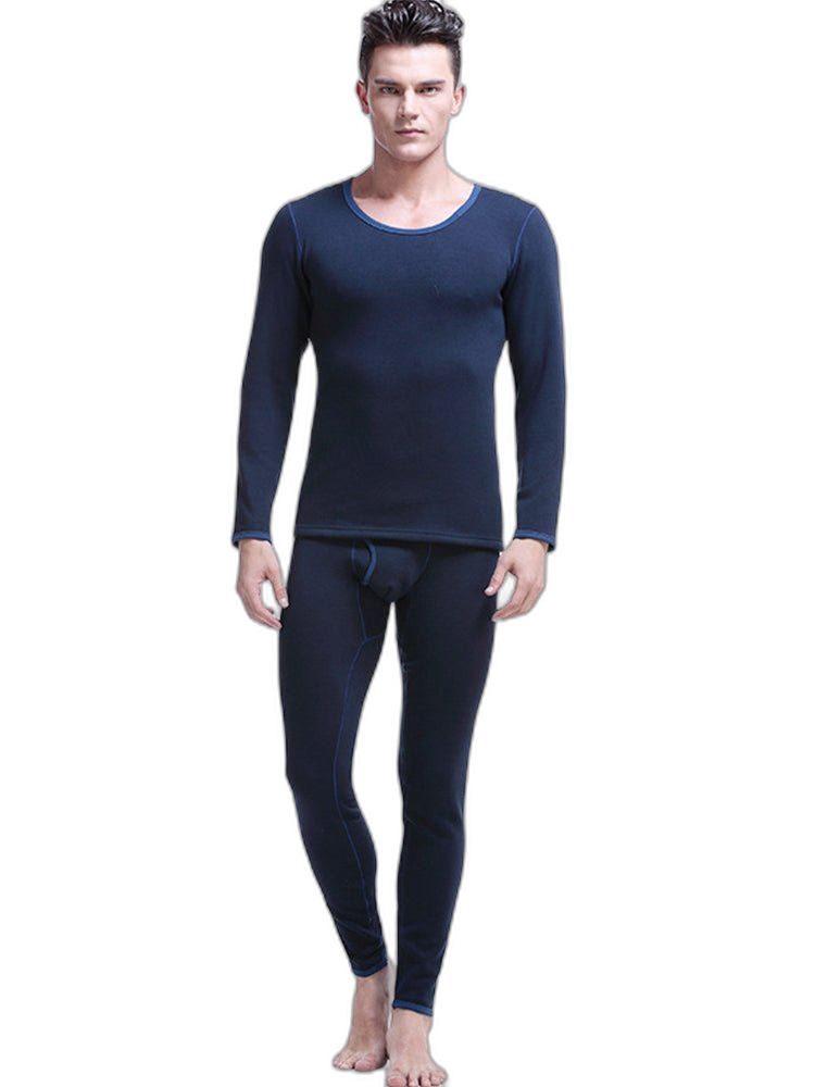 Fleece Lined Men's Thermal Underwear With Support Pouch