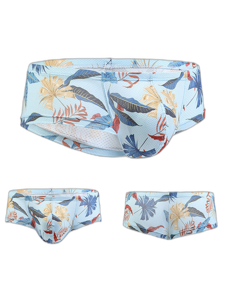 Men's Sexy Botanical Printed Mesh Underwear