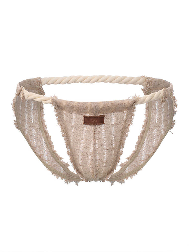 Men's Sexy Hollowed-Out Ripped Fringed Jockstrap