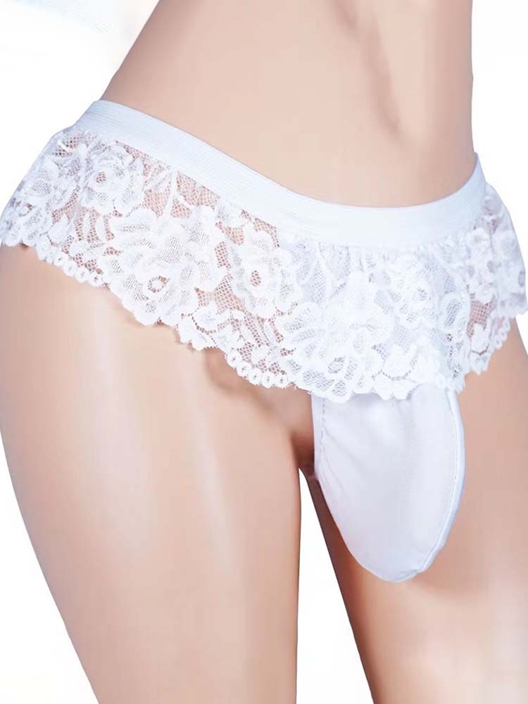 Men's Sexy Lace Skirt Thong