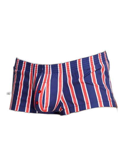 Men's Color Stripes Trunks With Button Fly