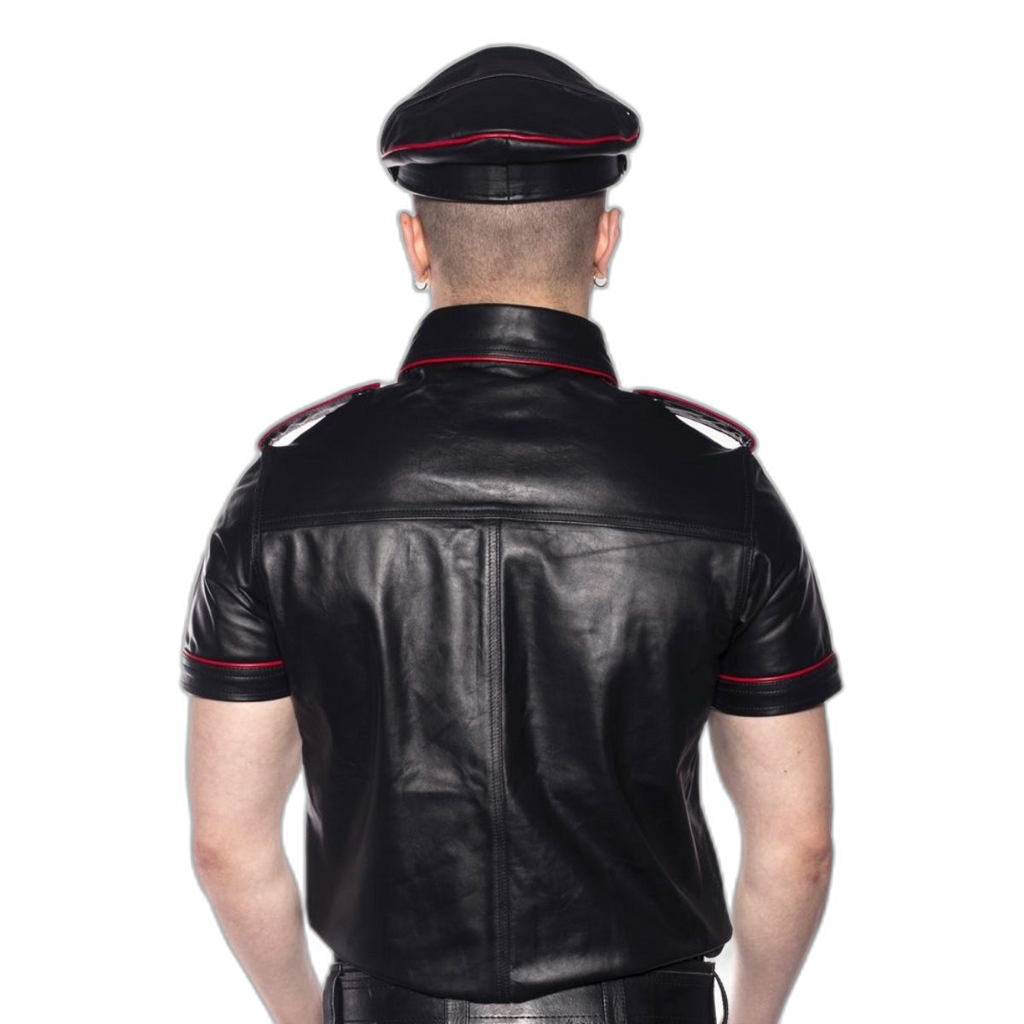 Prowler RED Leather Police Shirt Black Red XS