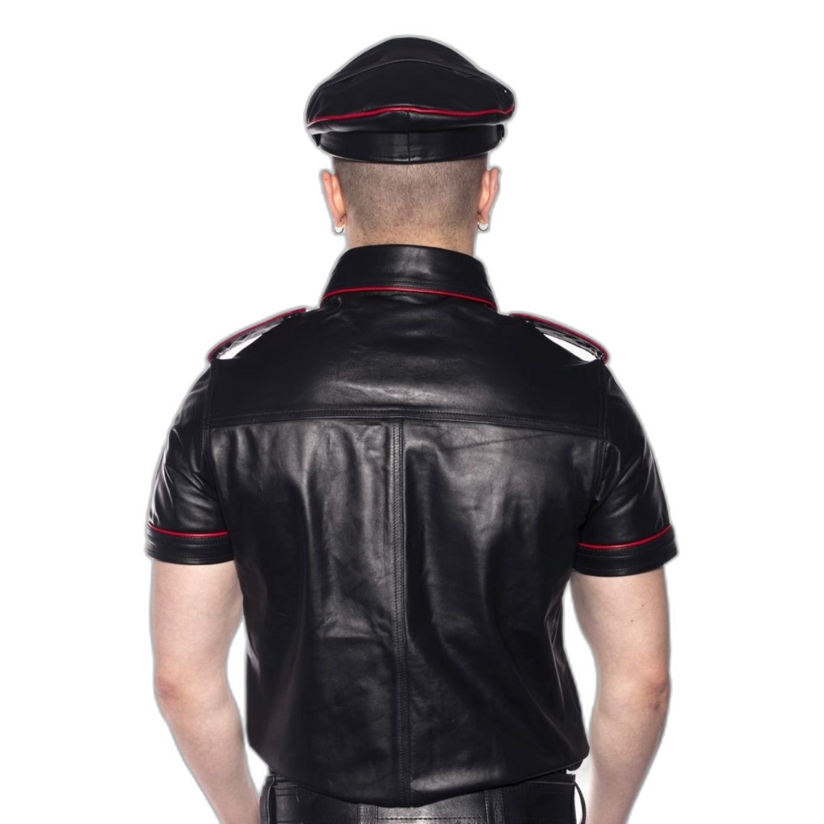Prowler RED Leather Police Shirt Black Red XS