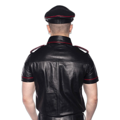 Prowler RED Leather Police Shirt Black Red XS