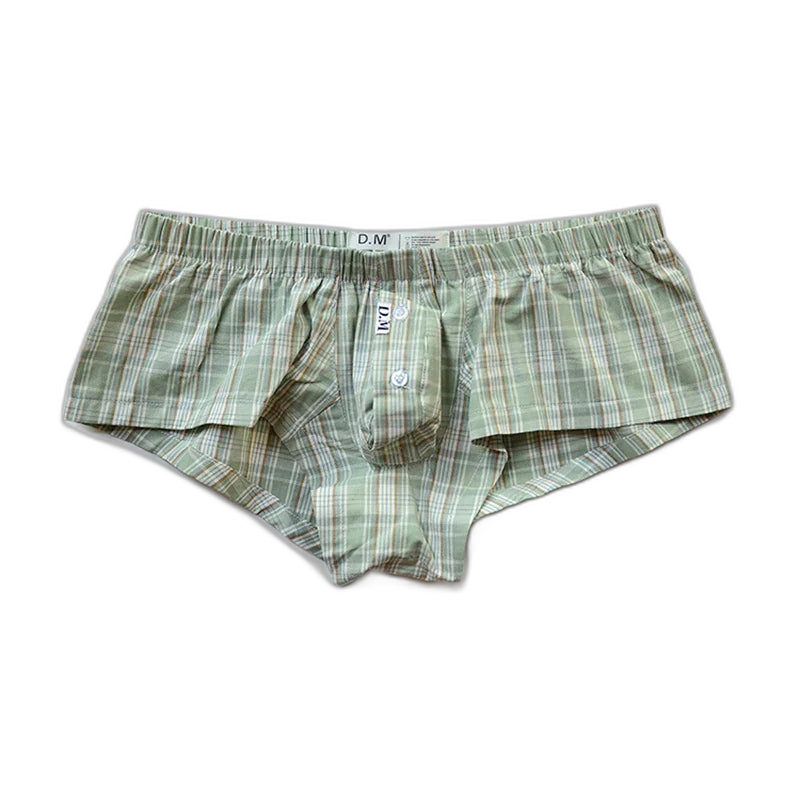 D.M. Low Rise Sexy Plaid Home Boxer Briefs