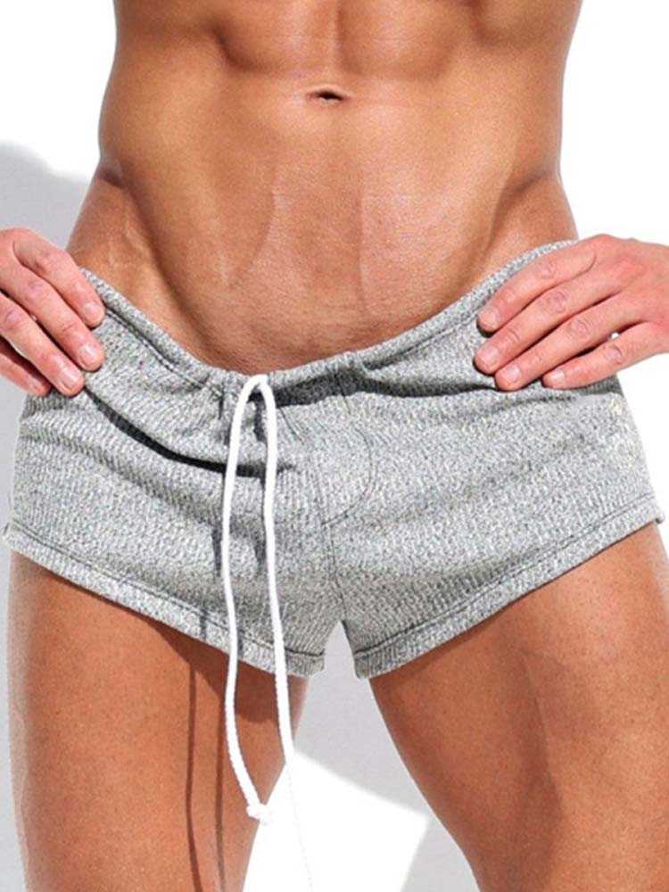 Men's Solid Color Drawstring Stretch Shorts