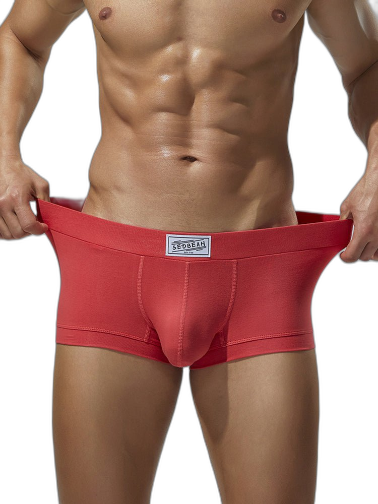 2 Pack Men's Low-Rise Solid Breathable Cotton Trunks