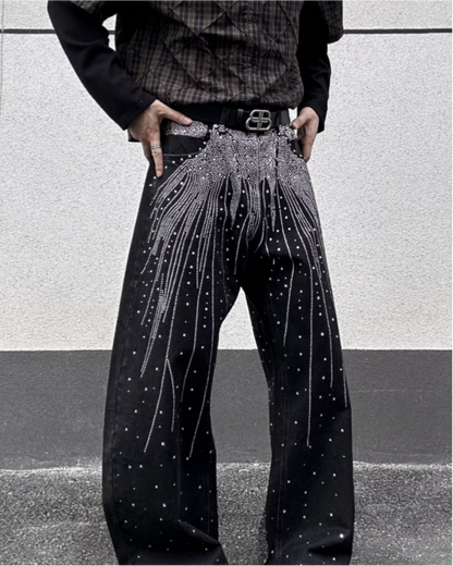 American Retro Street Style Shiny And Versatile Trousers