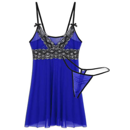 Mesh Floral Lace Sissy Mini Nightgown Set