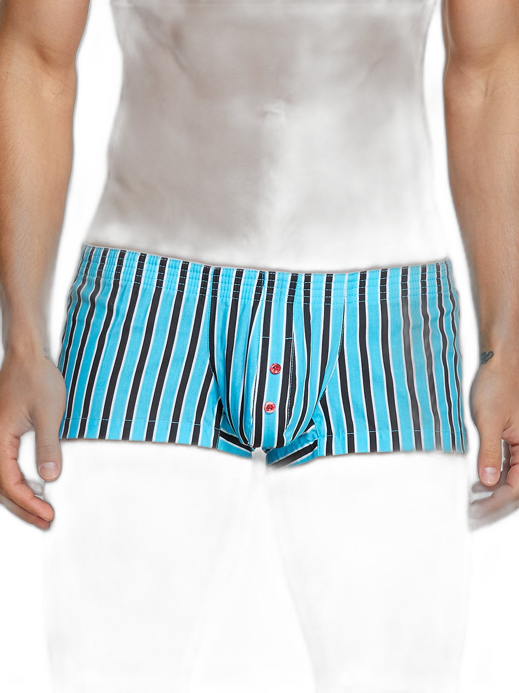 Men's Color Stripes Trunks With Button Fly