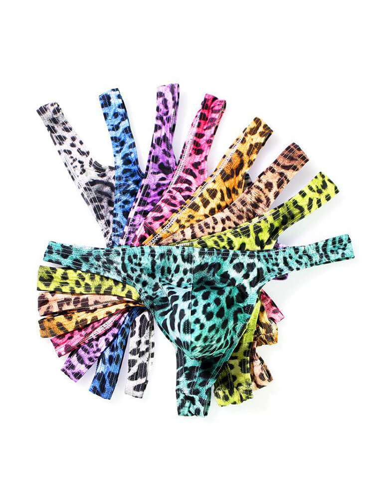 Men's Sexy Leopard Print Low-Rise Pouch Thong