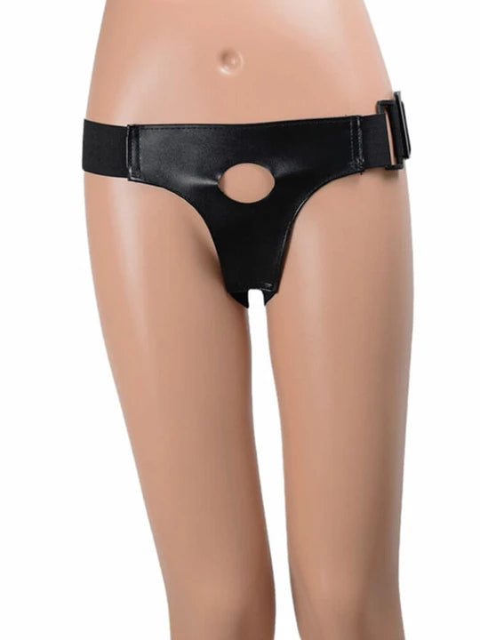 SM Masturbation PU Leather Hollow Thong