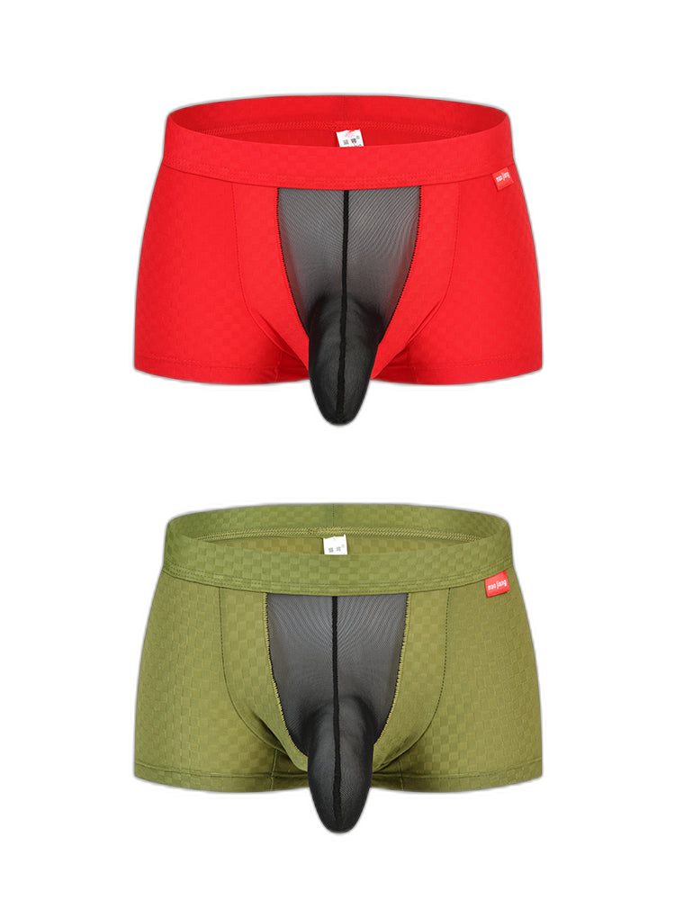 Men's Low-Rise Mesh Trunks – Breathable Nylon with 3D Pouch Support