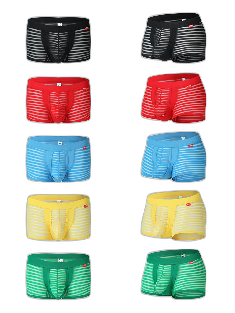 Men’s Sexy Striped Hollow Jockstrap With Separate Pouch