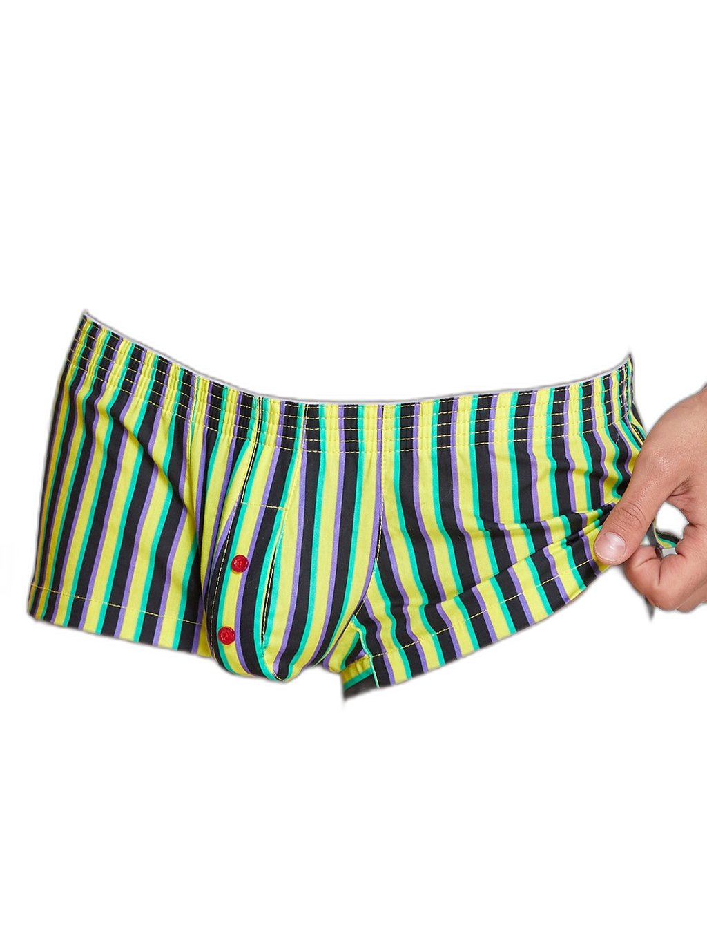 Men's Color Stripes Trunks With Button Fly