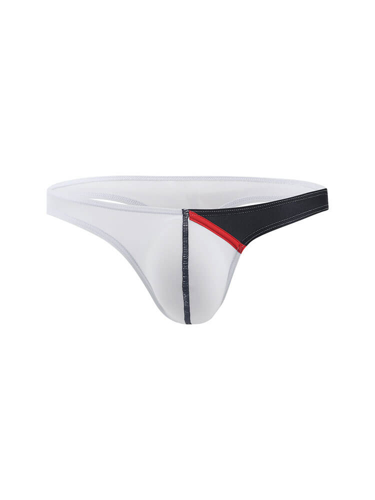 Men's Sexy Low-Rise Color-Block Ice Silk Thong