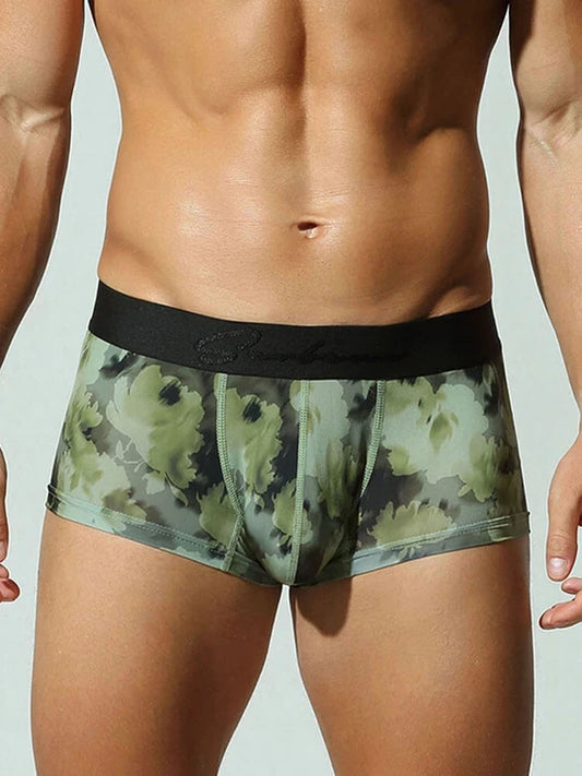 Men's Sexy Ink Floral Quick Dry Boxer Briefs