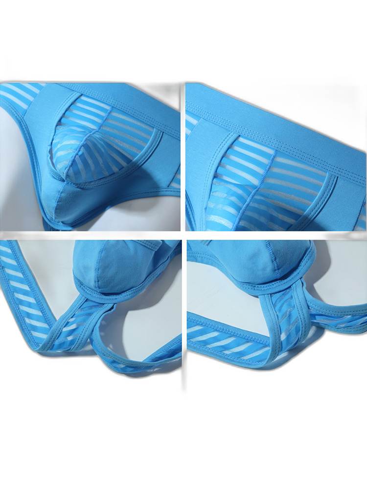 Men’s Sexy Striped Hollow Jockstrap With Separate Pouch