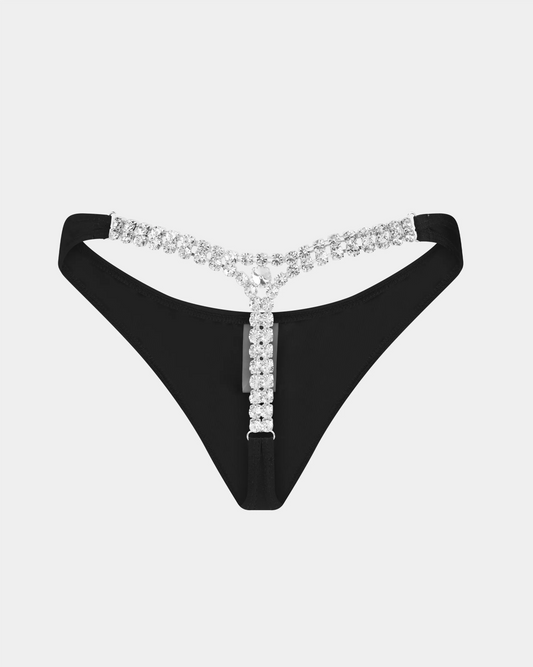 Diamond T-Back Thong - Black