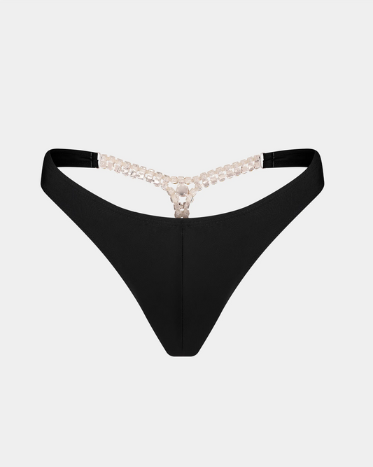 Diamond T-Back Thong - Black