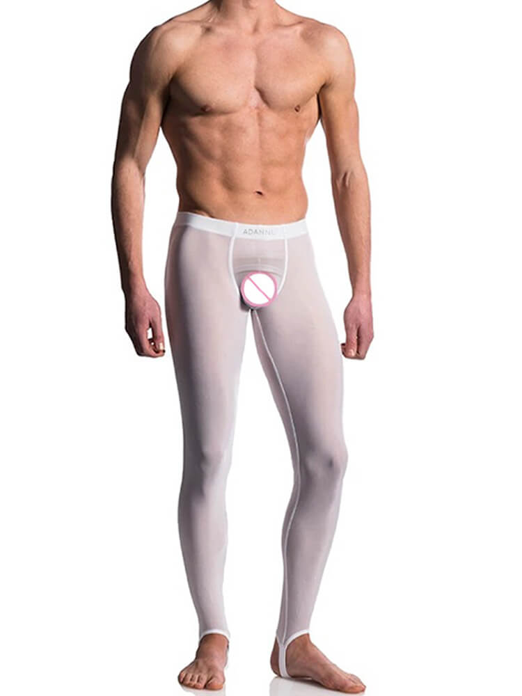 Men's Sexy Thin Sheer Vest Stirrup Pants Set