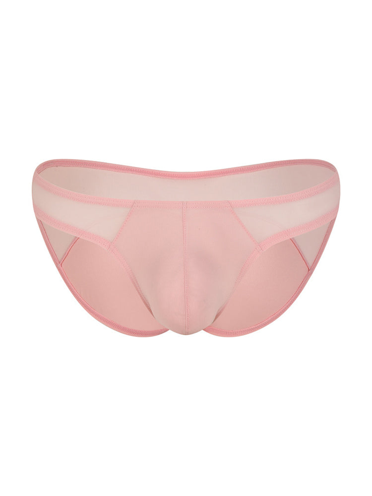 Men's Sexy Solid-Color Mesh-Panel Briefs