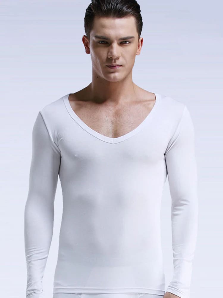Men's Ultra Soft Low Cut V-Neck Thermal Shirt