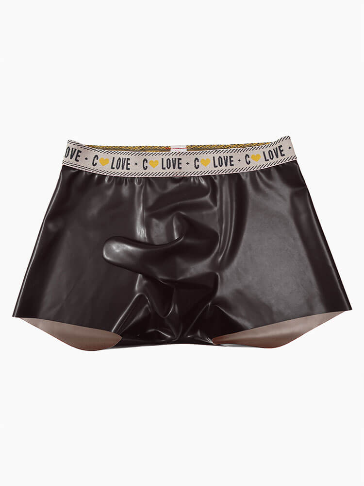 Men's Sexy Bullet-Separating Latex Boxer Briefs