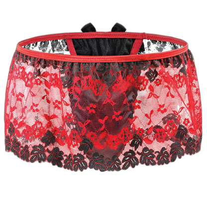 Lace Skirted Sissy Thong With High Waist