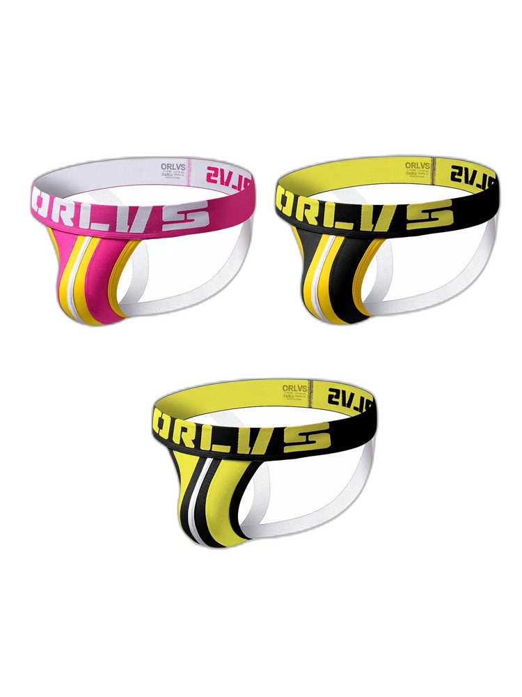 3 Pack Men's U-Pouch Striped Sexy Jockstraps