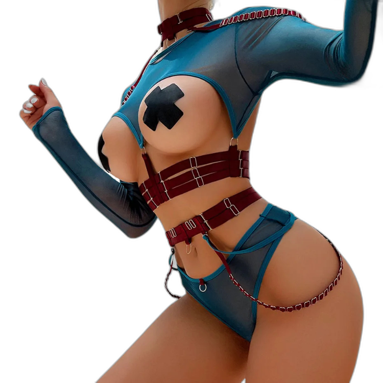 Unsubtle Temptress Bondage Bodysuit Set