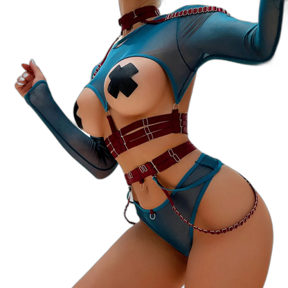 Unsubtle Temptress Bondage Bodysuit Set