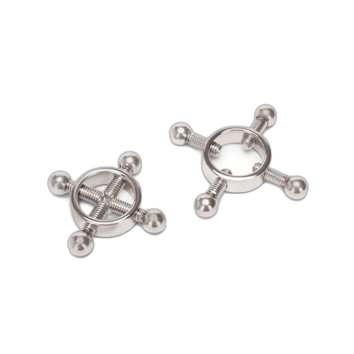 Prowler RED 4 Way Screw Nipple Clamps 2 Piece Set Silver