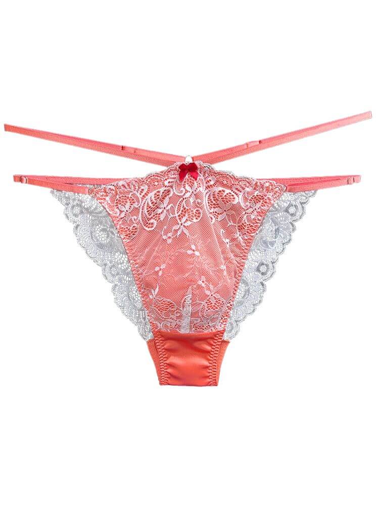Men's Sexy Low-Rise Thin-Strapped Sheer Lace Thong