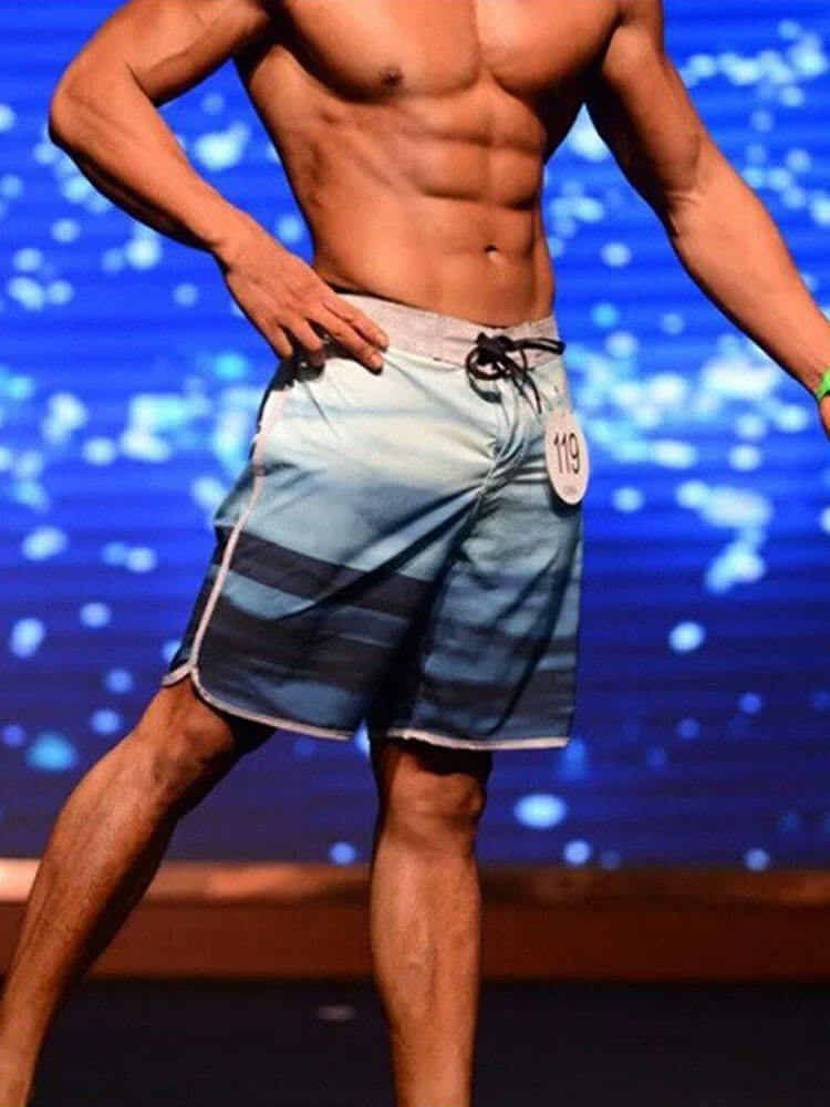 Men's Printed Bodybuilding Beach Drawstring Shorts