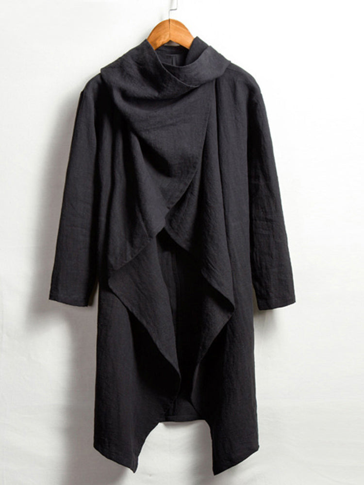 Men's Long Solid Color Cotton Cape