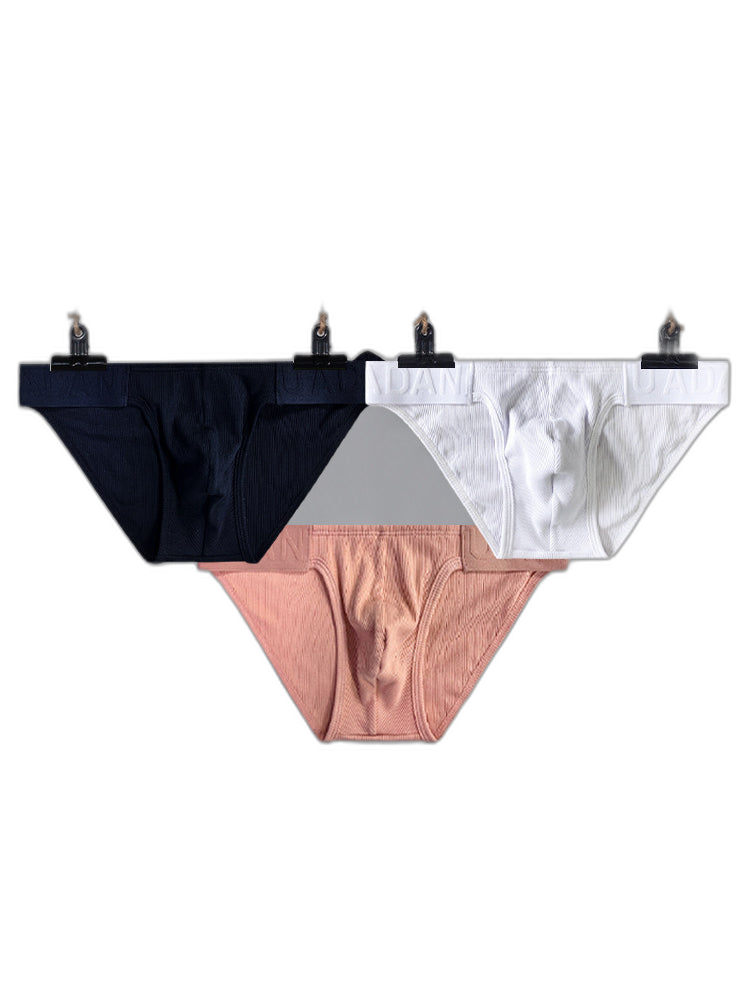 2 Pack Men's Low-Rise High-Cut Ribbed Cotton Bikini