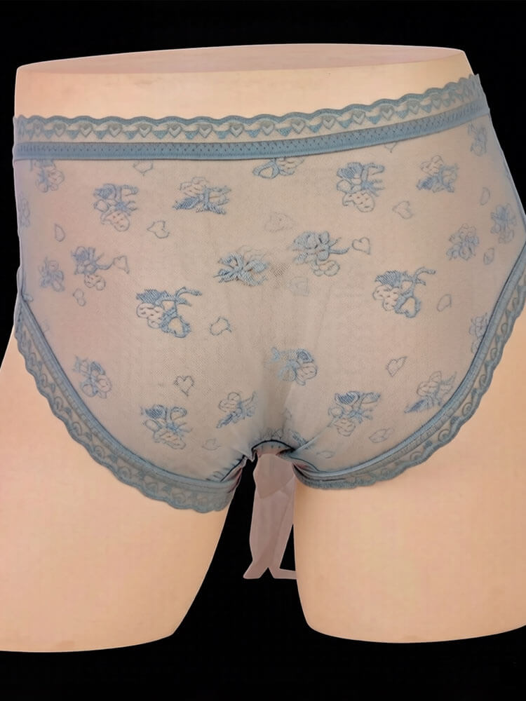 Men's Sexy Bowknot Silky Satin Lace Briefs