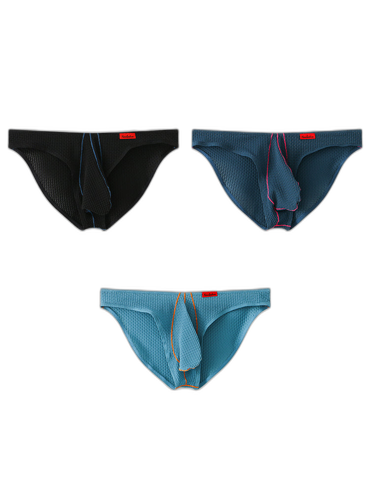 3 Pack Men's Ice Silk High-Elastic Breathable Briefs for Sports