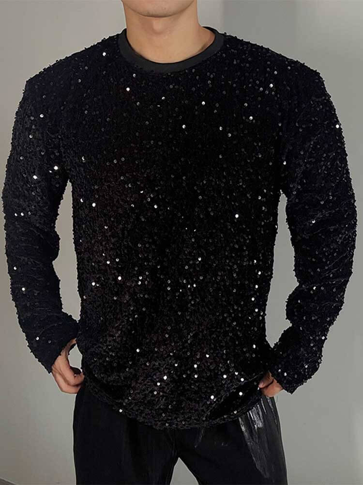 Men's American Style Sequined Pullover Sweatshirt
